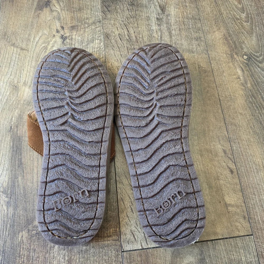 BORN Leather Uppee Comfort Brown and Tan Slippers Men Size 11